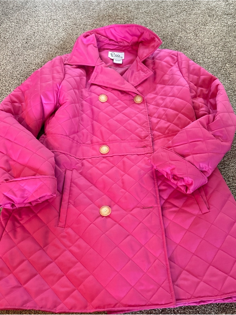 VTG Lilly Pulitzer Women’s Jacket Quilted Pink Button Up Car Coat Sz M